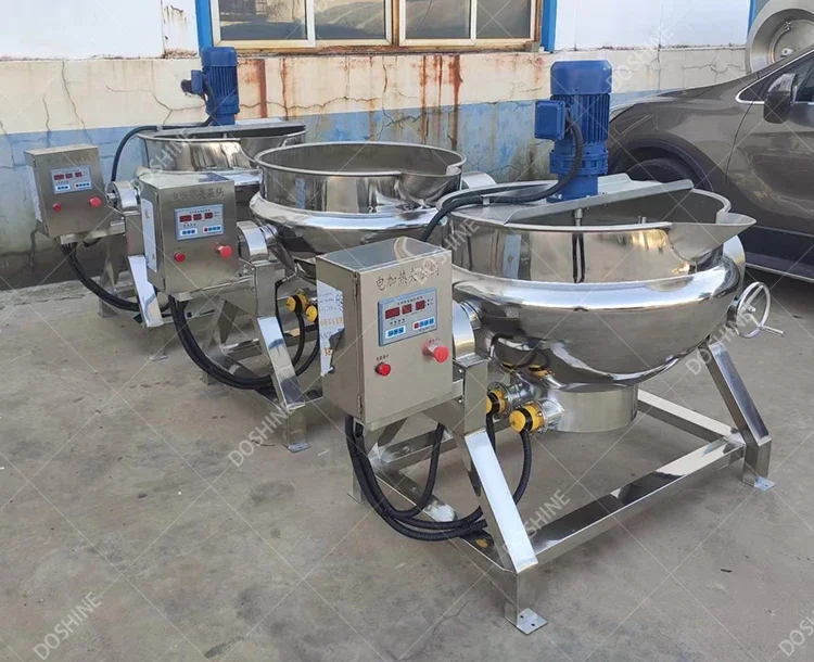 200L 400L 600L jacketed kettle with agitator  heating cooking pot with mixer stirring sandwich pot jam making machine