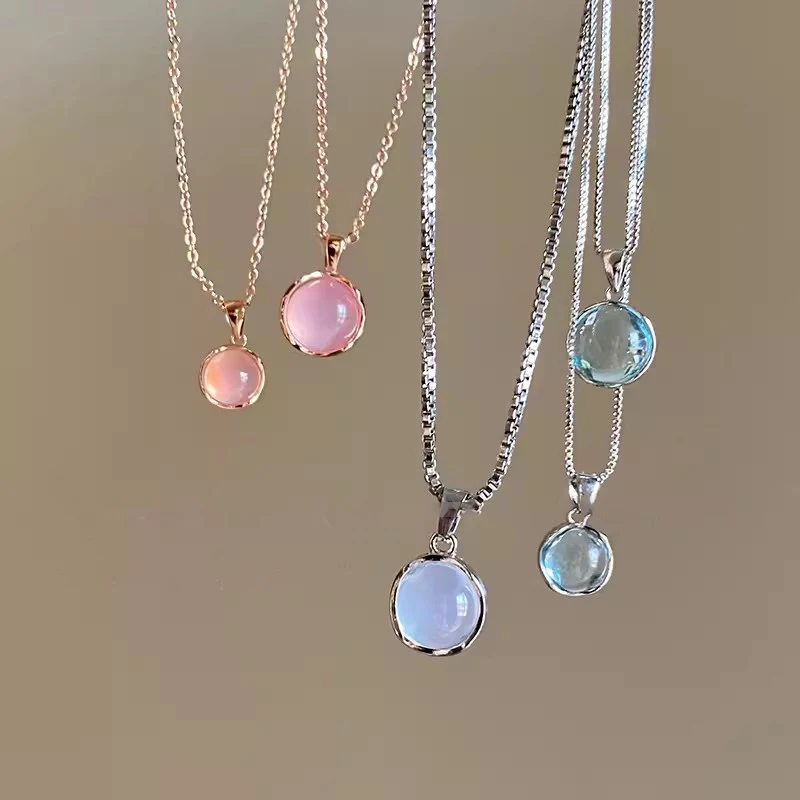 قلادة أنيقة مستديرة من العقيق للنساء ، سلسلة ترقوة حلوة ، موضة الفتيات ، مجوهرات متطورة ، هدايا أعياد الميلاد ، بسيطة