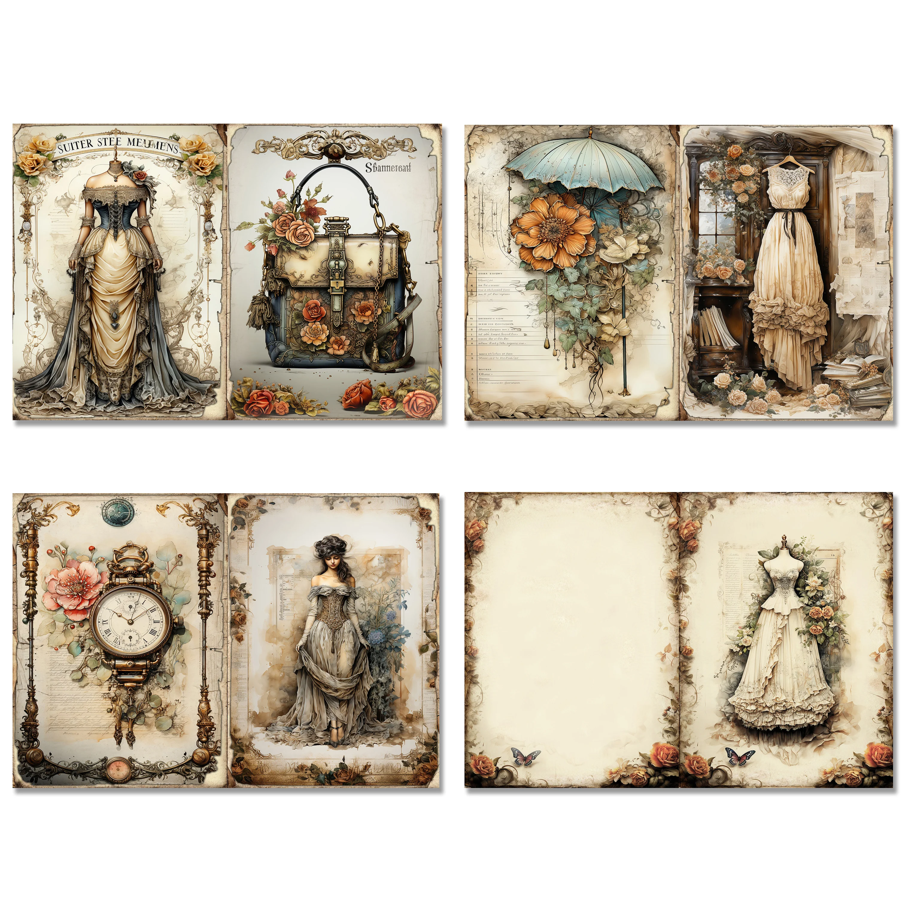 JAIIMAN 16sheets A5 Vintage Victorian Lady DIY Large Size Decoration Paper,Perfect for Journal Supplies,Scrapbook