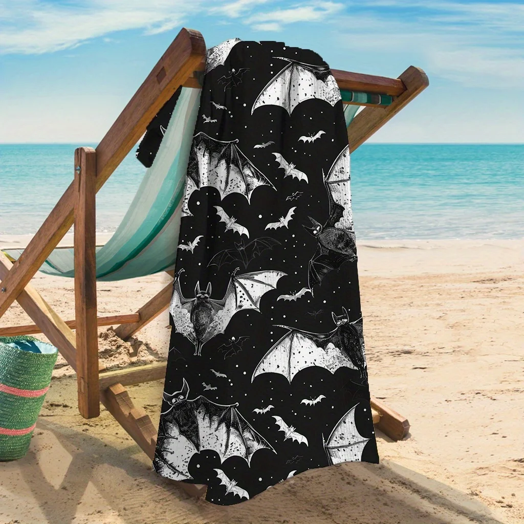 

1pc Bats Pattern Towel - Soft, Lightweight, Quick-Dry Insulation Blanket for Swimming