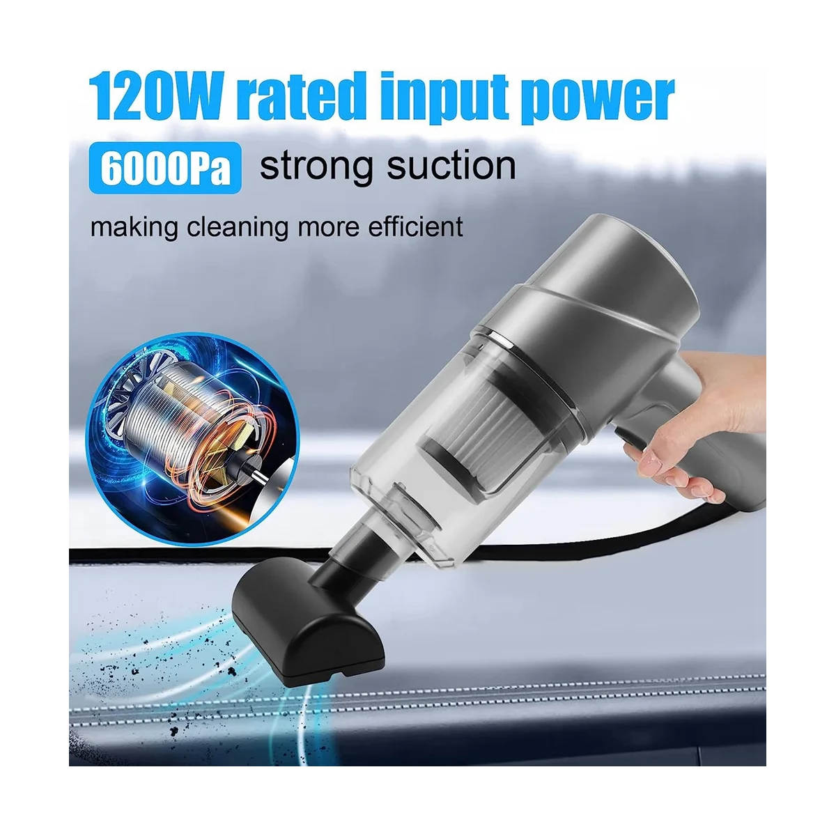 Handheld Vacuum Cordless 6000PA Powerful Car Vacuum Cleaner 120W Mini Hand Vacuum,for Home,Pet Hair,Car