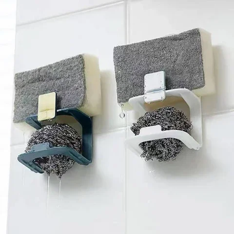 

Sponge Storage Holder 2 Layers Suction Cup Sink Drain Rack Multifunctional Wall Sucker Towel Soap Rack Kitchen Organizer Tools