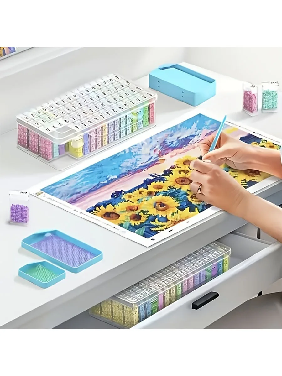 1/2/3/4er-Pack 64-Fächer Diamant-Malerei Aufbewahrungsbox Behälter für Diamant-Stickerei-Zubehör Bohrerbox Mosaik-Behälter – Detail 2