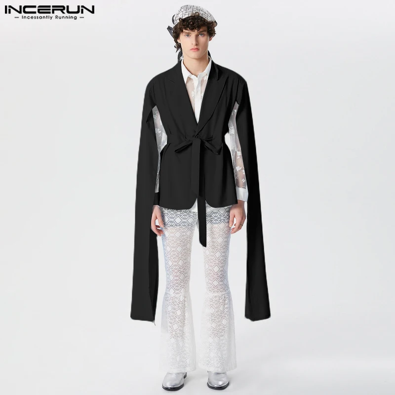 INCERUN 2024 American Style Fashion New Mens Split Design Suit Coats Casual Party Clubwear Hot Selling Long Sleeved Blazer S-5XL