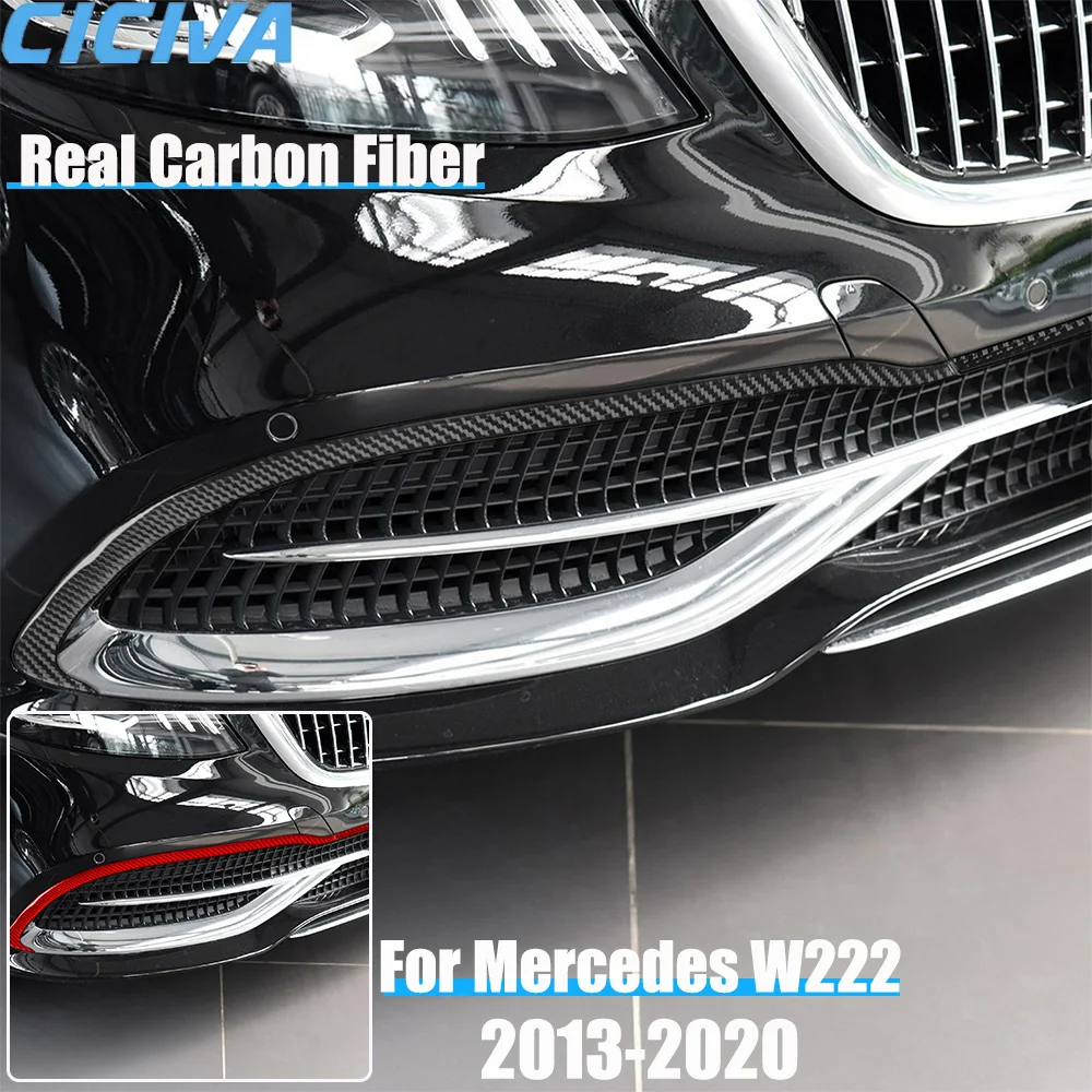 Real Carbon Fiber Car Accessories Front Bumper Cover Sticker For Mercedes Benz W222 S-Class/Maybach 13 14 15 16 17 18 19 2020