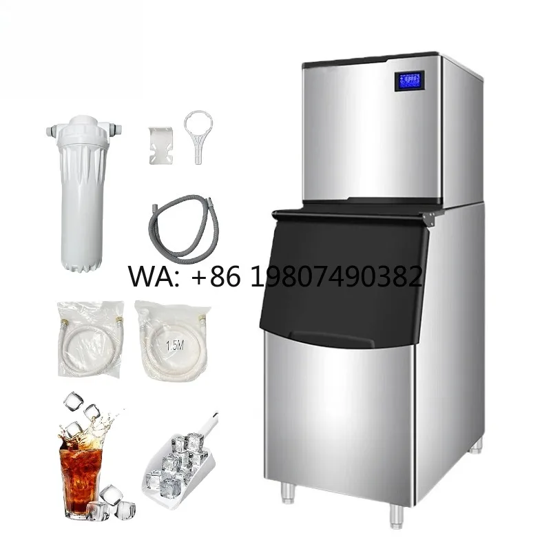 Commercial 200kg Automatic Ice Maker, 220V High Efficiency Square Ice Machine, Catering Business Special Equipment