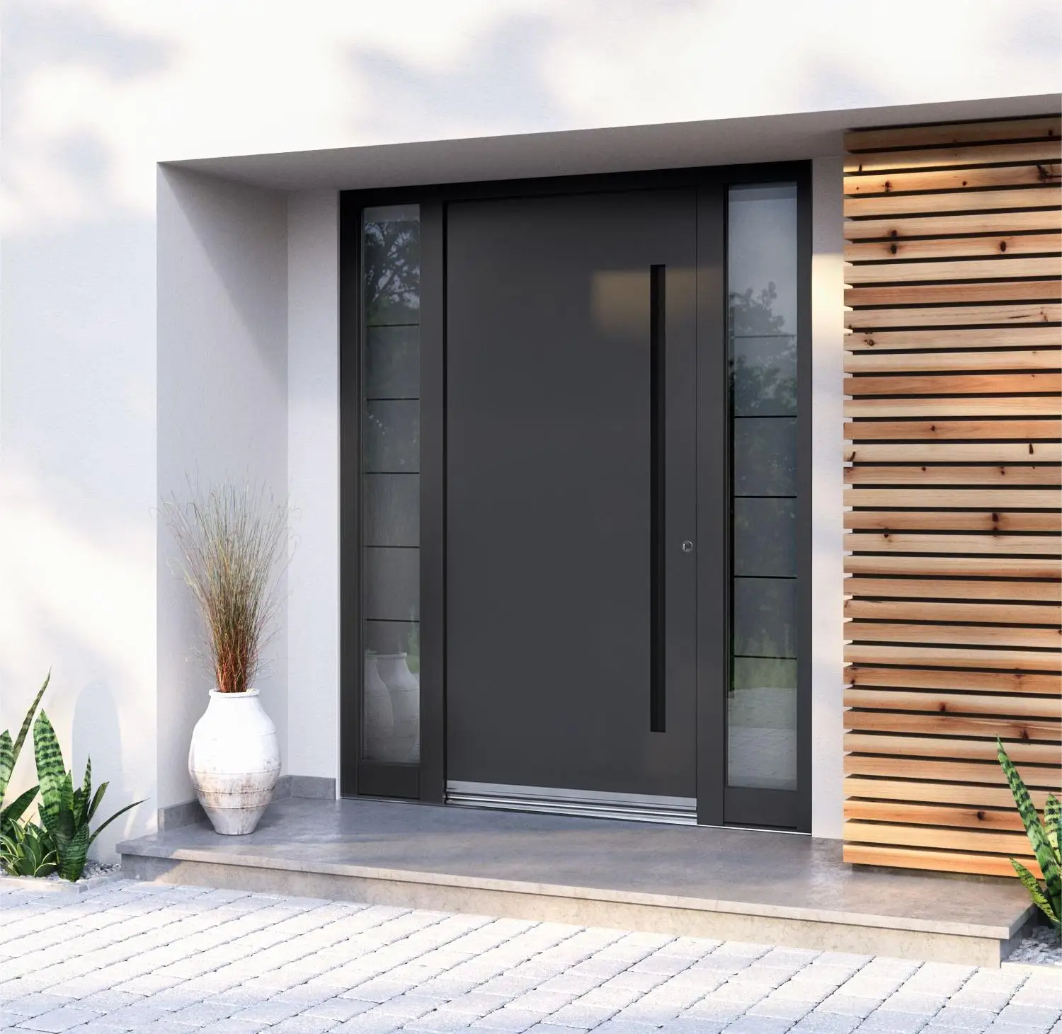 Sixinalu porta d'ingresso esterna per casa Design di lusso porta d'ingresso porta di sicurezza in acciaio inossidabile moderne porte in alluminio nero