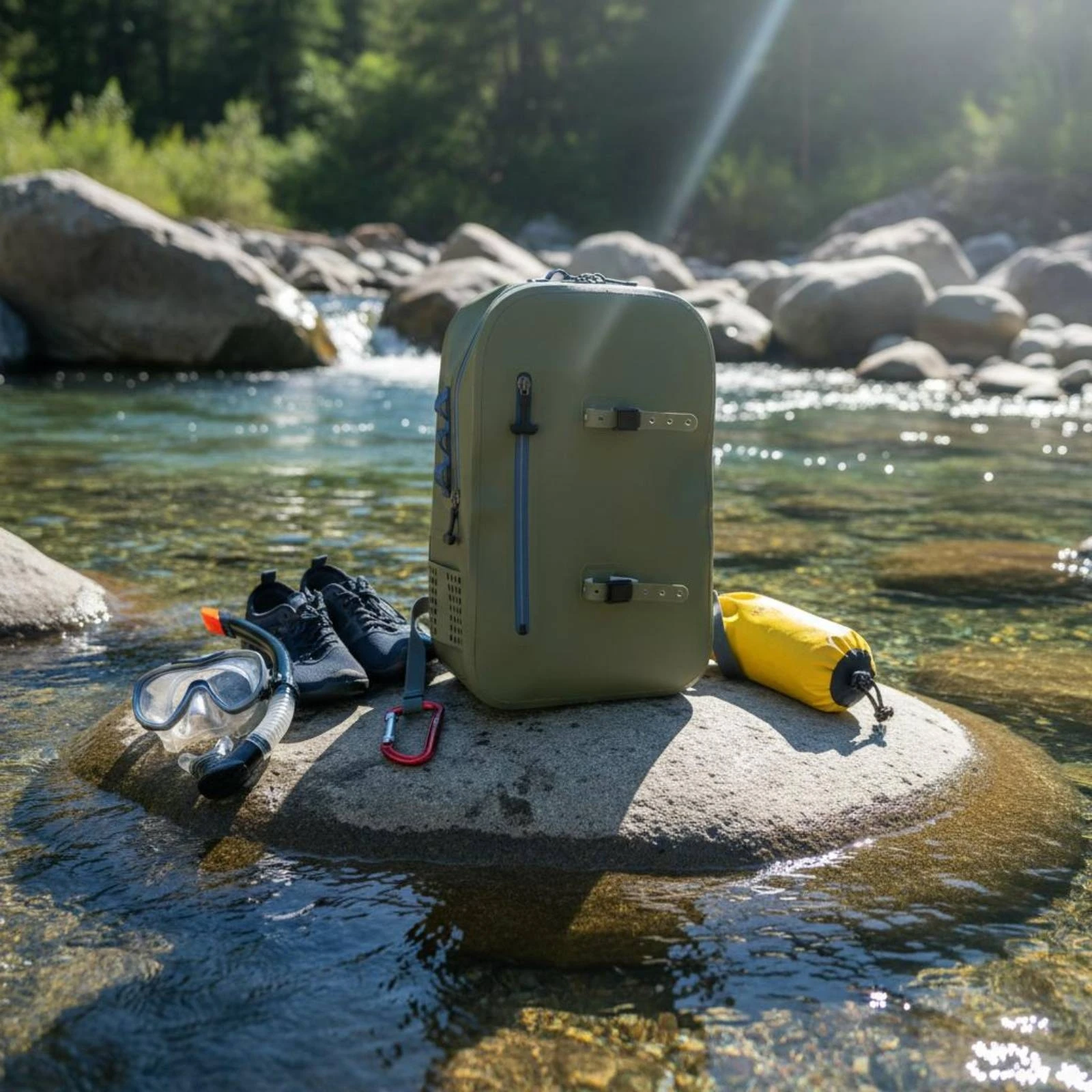 

Rod Holder Backpack Heavy Duty Fishing Backpack Rod Carry Bag Lightweight Outdoor Storage Roll-Top Design for Hiking
