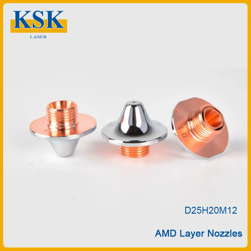 OEM AMD Single Layer Double Layer Nozzles Dia 25mm H20 M12 Caliber 0.8-4.0mm for Fiber Laser Cutting Head
