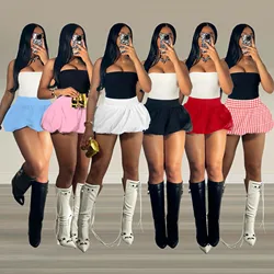 Puff Mini Skirt Cute Sexy Dress Y2K Streetwear 2024 Women Fashion Summer Clothes High Waist Pencil Short Bubble Pleated Skirts