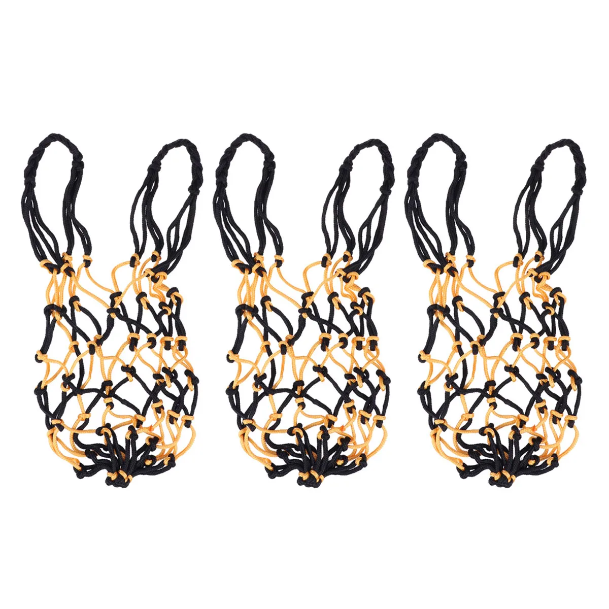 

3 Pcs Storage Nylon Net Bag Drawstring Ball Mesh Shoulder Strap Basketball Black