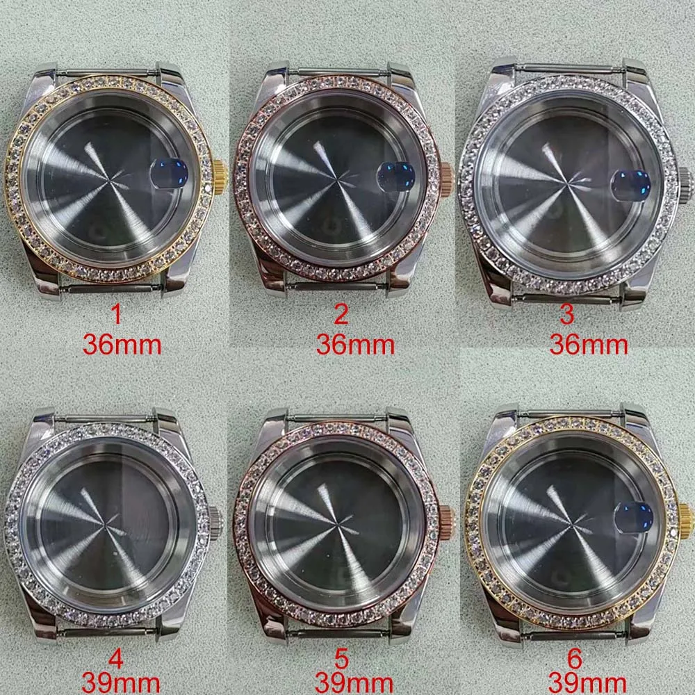 

36MM/39MM Watch Case Sapphire Glass Stainless Steel Diamond Case for NH35 NH36 Movement Watch Accessories