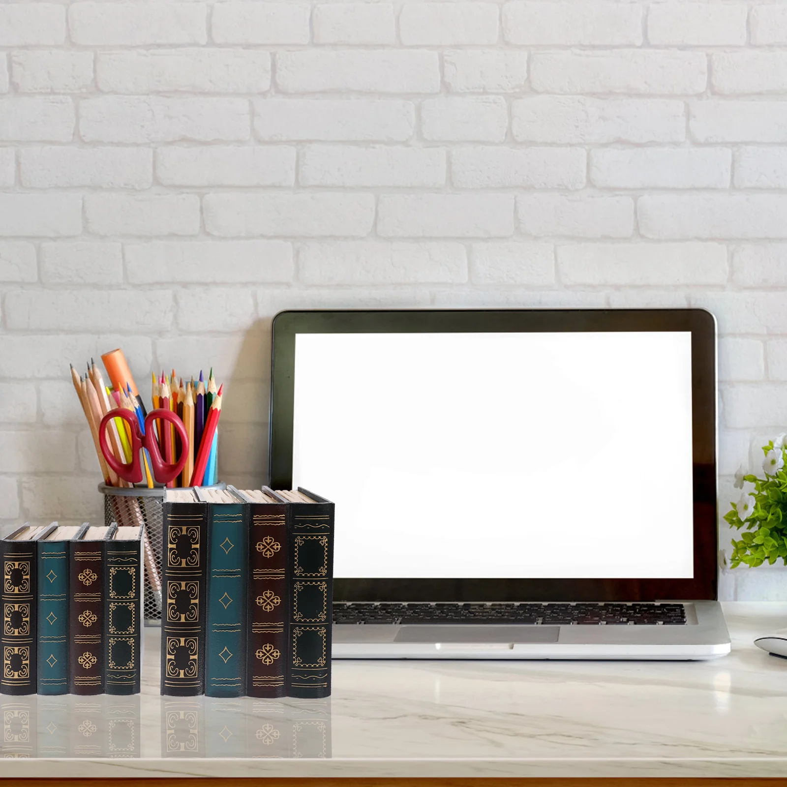 2 قطعة كتاب محاكاة ديكور حرف خشبية للمنزل مكتب سطح المكتب الزينة كتاب وهمية منضدية الديكور عرض الدعامة رف الكتب #4