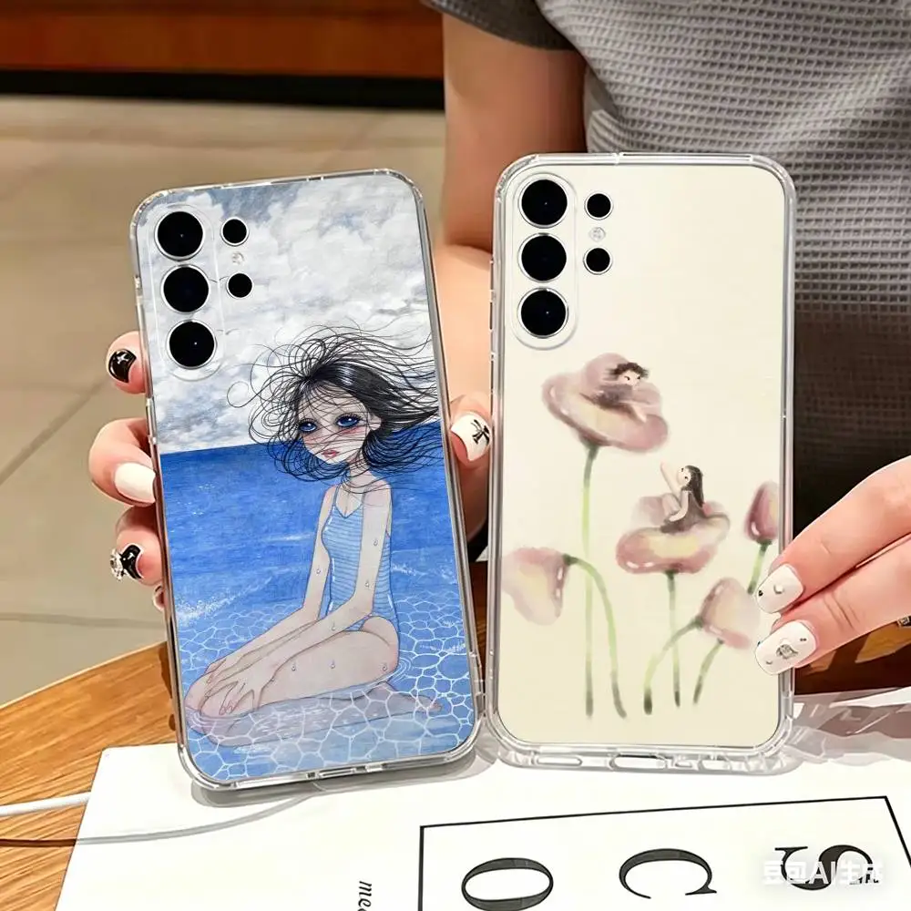 Art A-Aya T-Takano Girl  Transparent phone Case For Samsung S25,24,21,22,21,20,10,S9Ultra,Plus,Fe,Lite