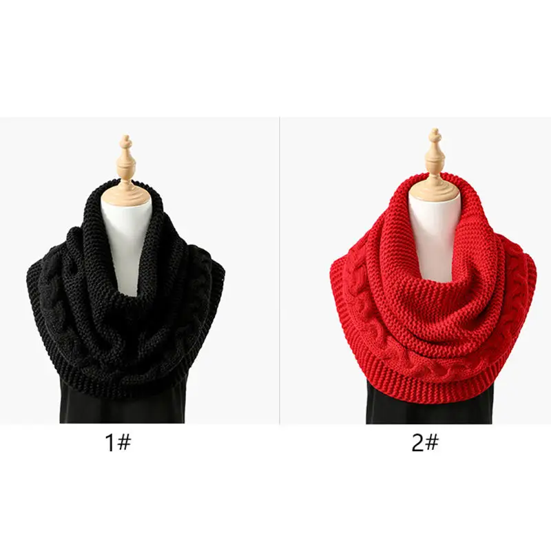 Versatile Hooded Knitted Scarf Winter Cap Neck Warmer Cowl Circle Collar Scarves Solid Color Dual Use Shawl Scarf Outwear Decor