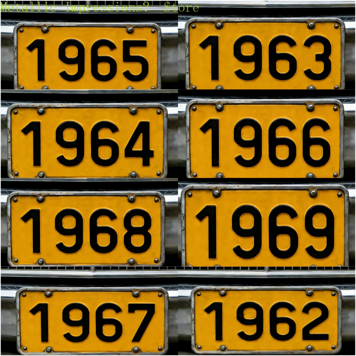 2D Flat Vintage 1960-1979 Aluminum License Plate Rustic Metal Wall Art Decor 6x12 Inch Printed Decorative Plaque Waterproof Dura