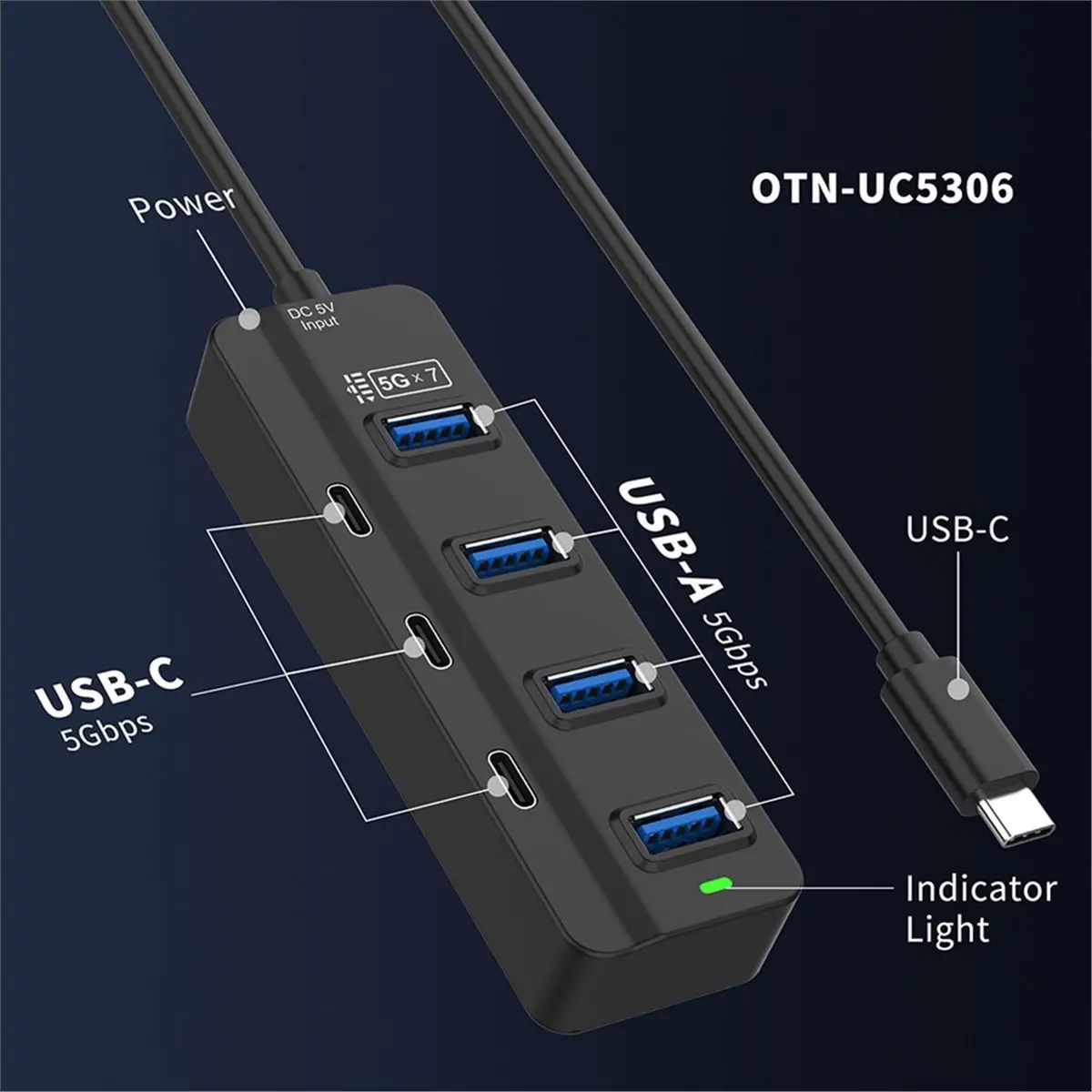 Digital Essentials USB 3.0 Adapter Multi-Function Splitter Adapter Computer Laptop Docking Station Plug and Play 7 in 1 HUB Spli