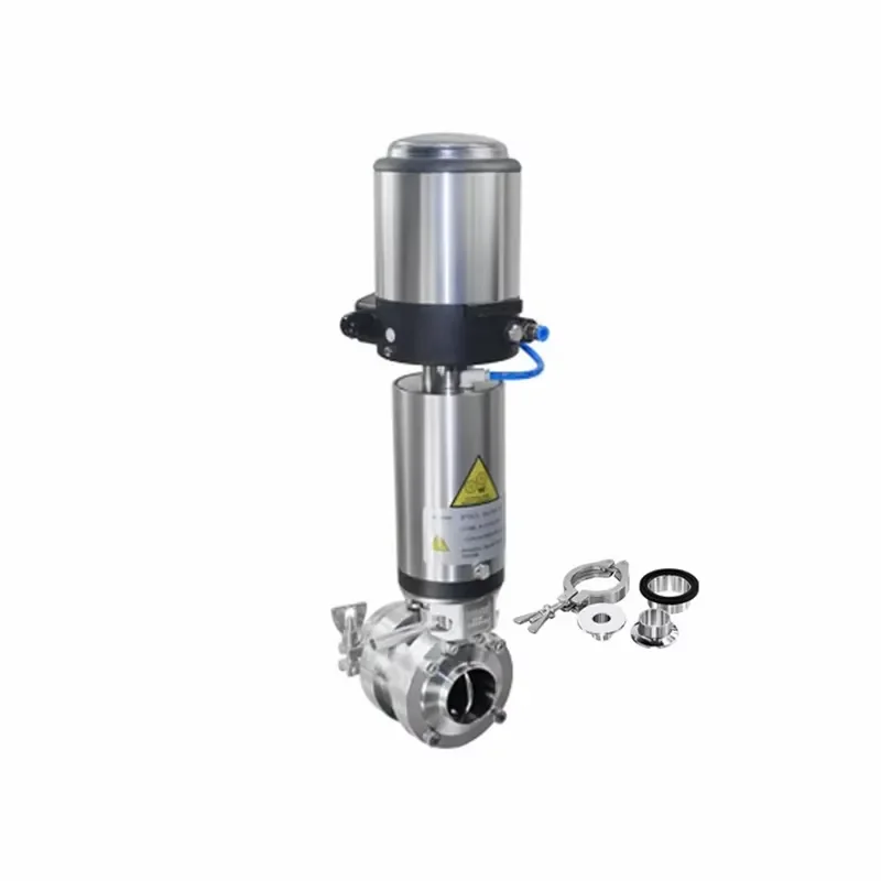 DONJOY SS316L 304 Sanitary Butterfly Regulating Valve Double Mixing Proof Pneumatic Controller