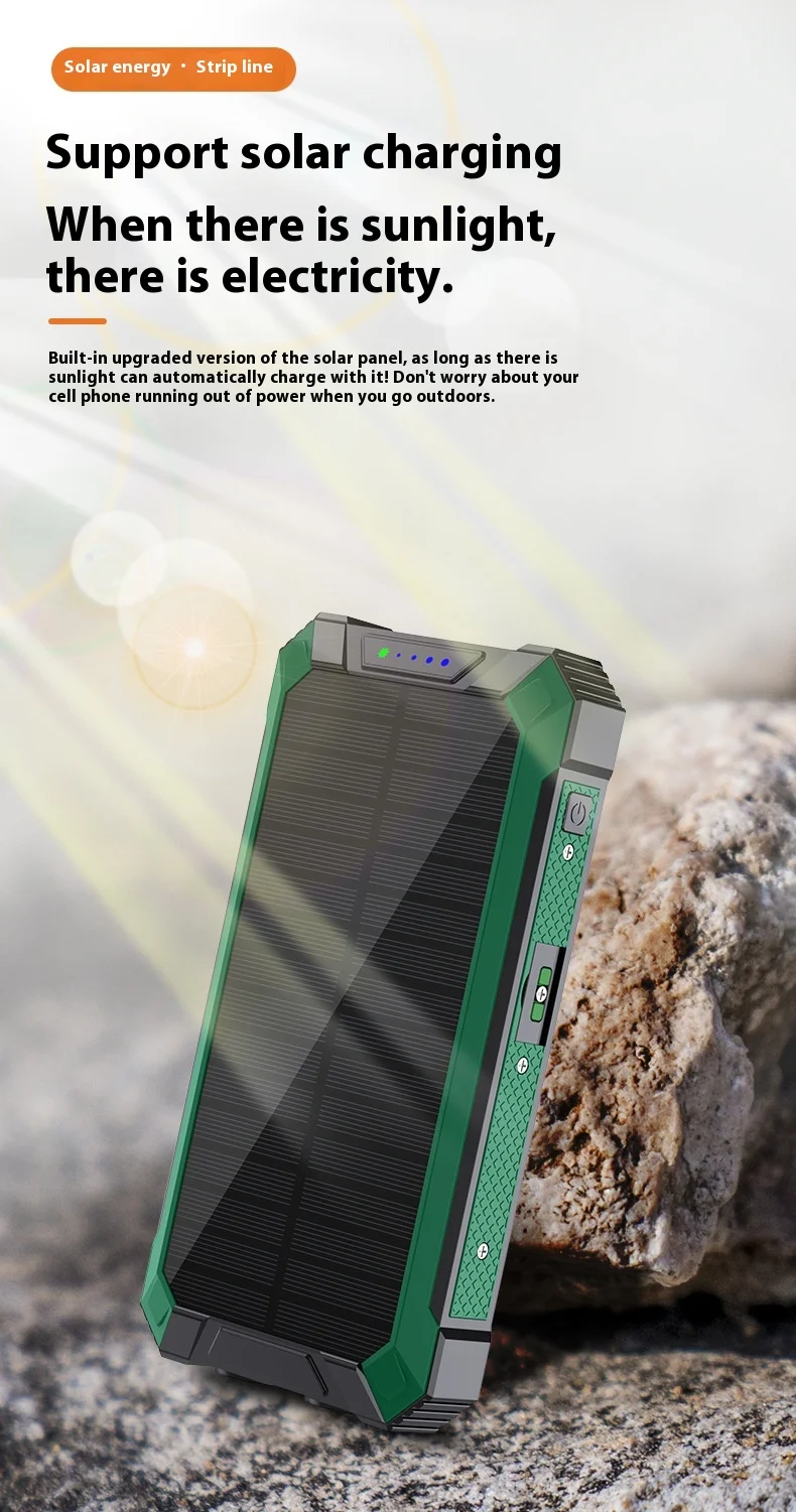 3 in 1 Portable Solar Panel Power Bank 20000mAh Led Light 4 Usb line for Cell Phone With Battery Charger For Camping Hiking