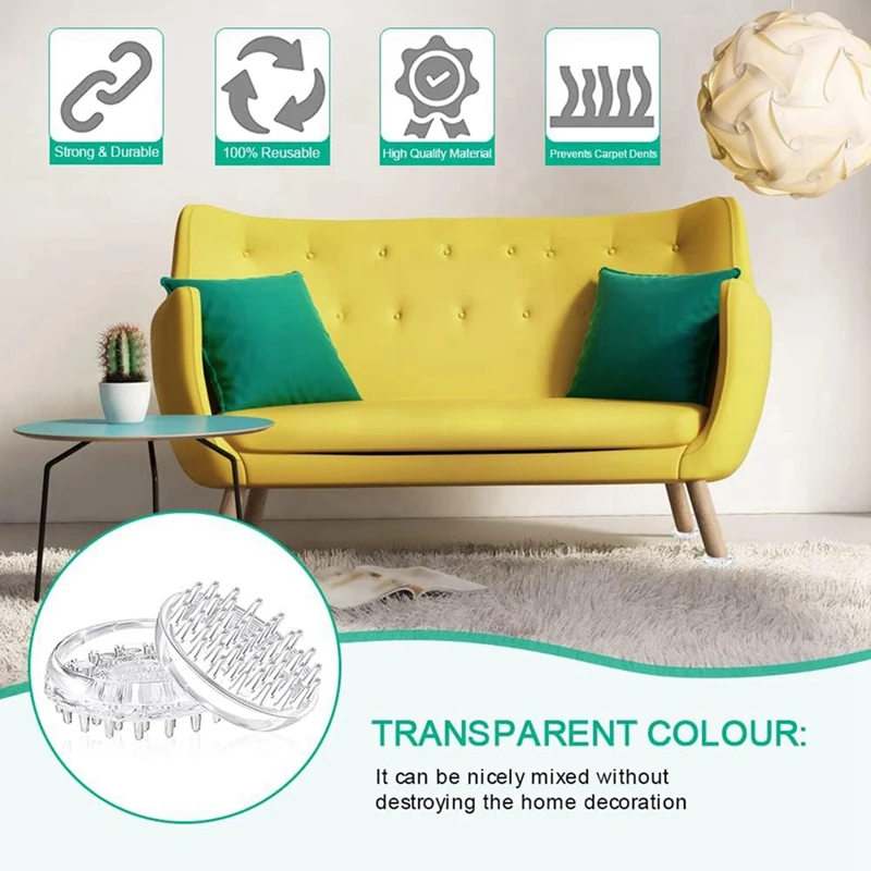 PORK-Carpet Protectors 8Pcs Spiked Caster Cups Floor Saver Pads Clear Spiked Floor Castor Cups Spiked Furniture Cup