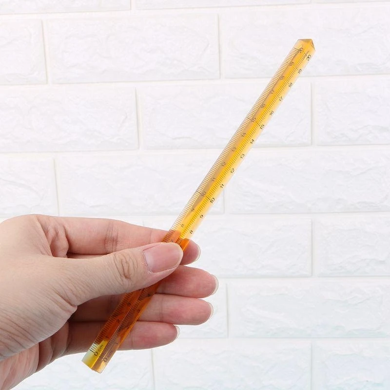Q5WA Portable Acrylic Straight Ruler Three-sided Plastic Ruler Accurate Mathematics Ruler Lightweight Durable School Supplies