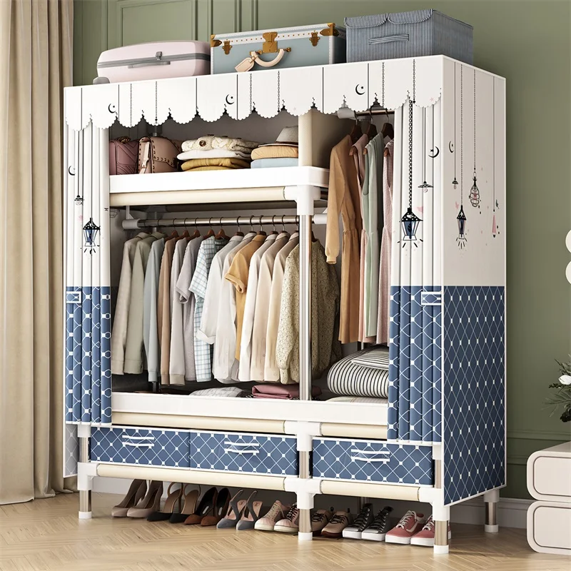 Wardrobe, bedroom, rental room, household, simple wardrobe with drawers, assembled, sturdy and durable, single person wardrobe