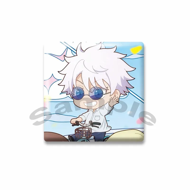 귀여운 만화 그림 Satoru Gojo 스퀘어 배지 재미 있은 애니메이션 Chibi 브로치 핀 배낭 의류 액세서리 쥬얼리 어린이 선물