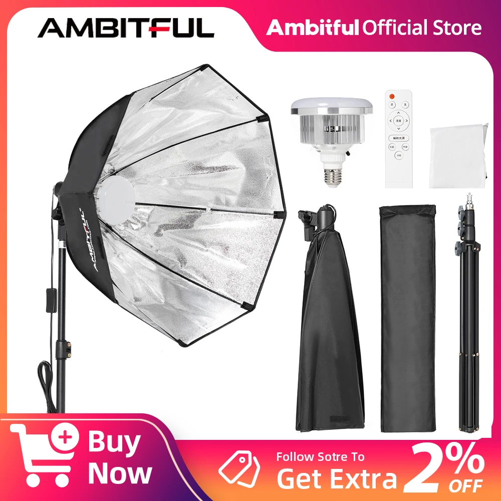 

AMBITFUL AL-50 and Reflector Softbox 3000K-6500K Dimming wireless remotr control for Photo Studio Live Broadcast Video