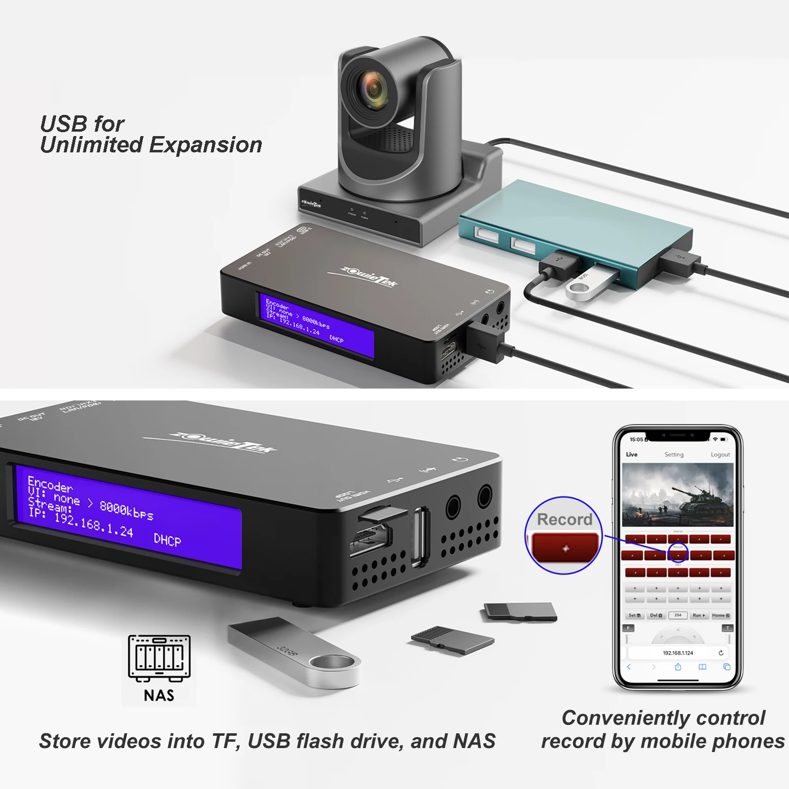 Encoder/decoder per streaming live video HDMI Zowietek 4K, NDI | Convertitore/lettore HX3, acquisizione video e registratore, SRT/RTMP(S)/RTSP