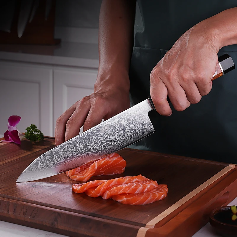FINDKING Black Rose Series AUS 10 Damascus Steel Knife Set Exquisite Gift 7 PCS Kiritsuke Santoku Nakiri Chef Kitchen Knife Sets