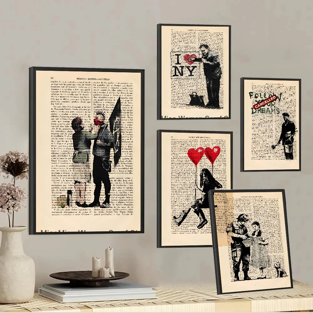 Pop Art B Banksy Abstract Graffiti Poster Paper Print Home Bedroom Entrance Bar Cafe Art Painting Decoration