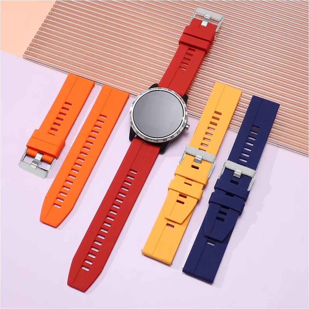 22mm Watch Strap For Huawei Watch gt2/2/2e/3 pro 46mm Strap Silicone Smartwatch Belt Bracelet Samsung Galaxy watch 3/45mm/46mm