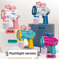 Fully Automatic Bubble Gun Toys With Flashlight Electric Gatling Blowing Soap Bubble Machine Outdoor Toys For Kids Girls Gifts