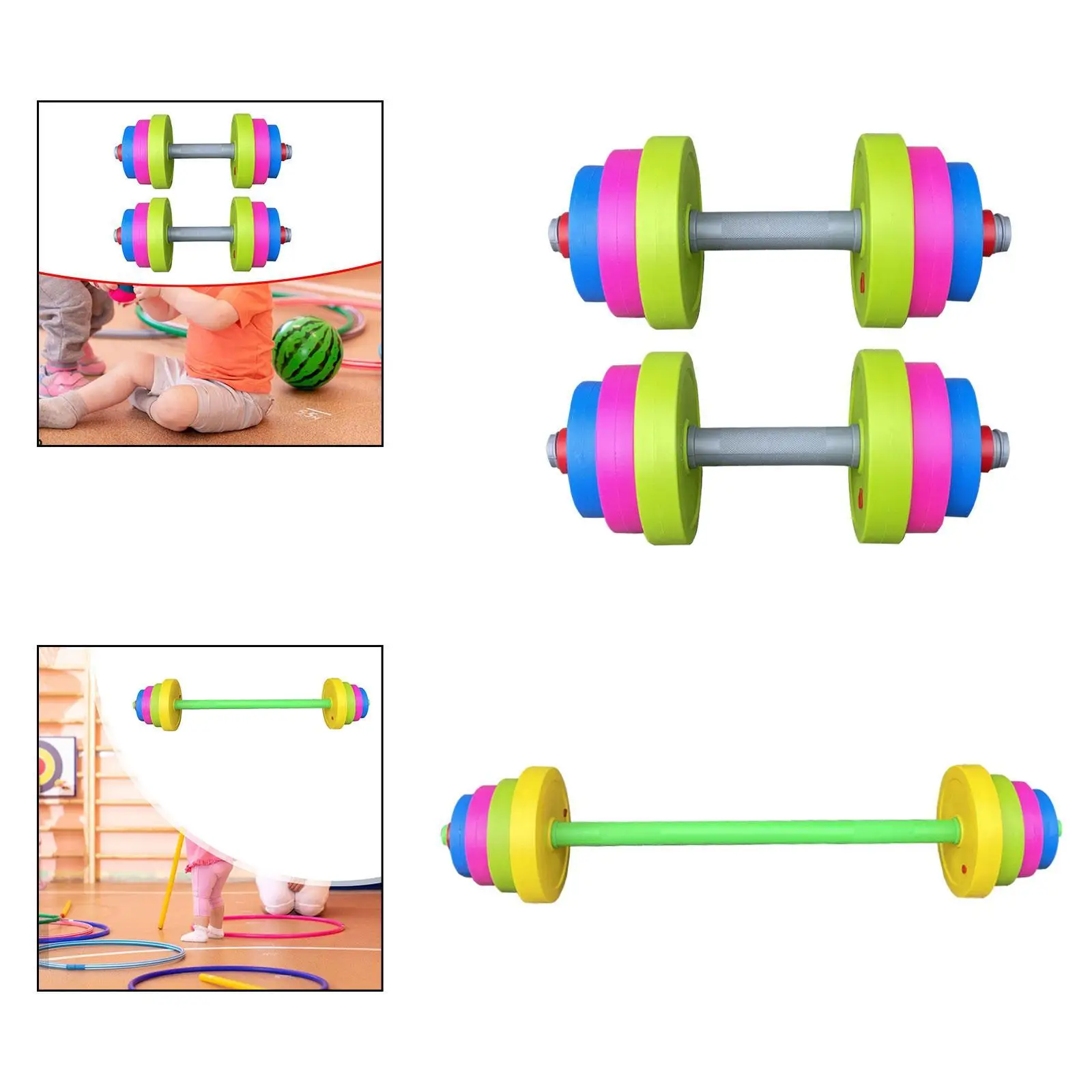 Set di manubri per bambini da 2 pezzi per età dai 3 anni in su Attrezzature per il fitness Multiuso Powerlifting Fai finta di i più piccoli Pesi da palestra per uso domestico