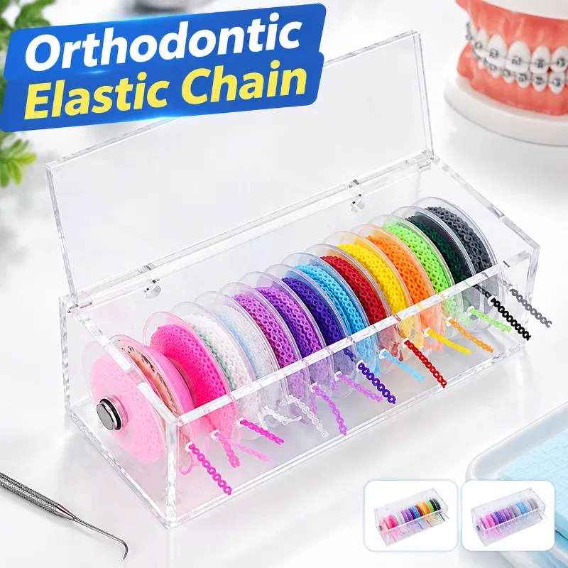 Dental Ligature Chain Box Orthodontic Elastic Holder Elegant Clear Acrylic Lidded 15 Hole Pull-out Storage Organizer for Ortho