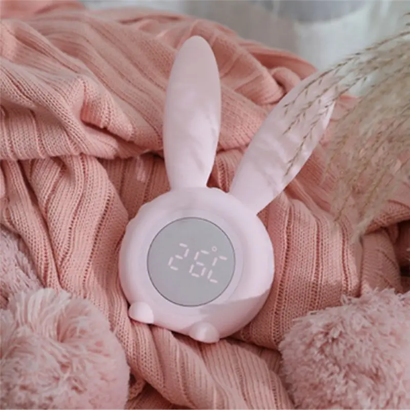 ABNL Mini Cartoon LED Digital Clock Electronic Display Cute Night Lamp Light Rechargeable Desk Clock Sound Control