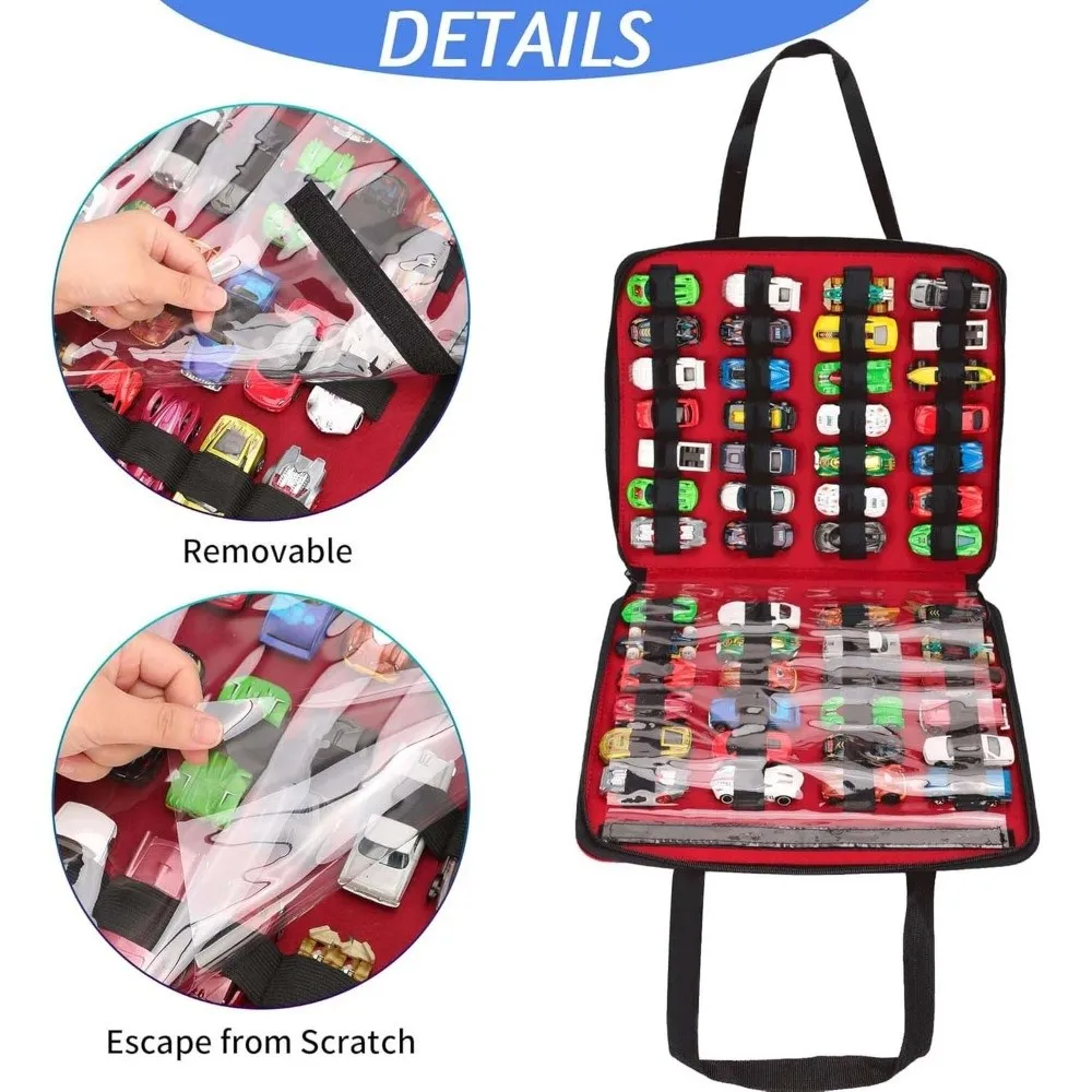Double Sided Vehicle Storage Pouch 52 Compartments Removable Pocket Diecast Car Display Bag Elastic Straps Lightweight