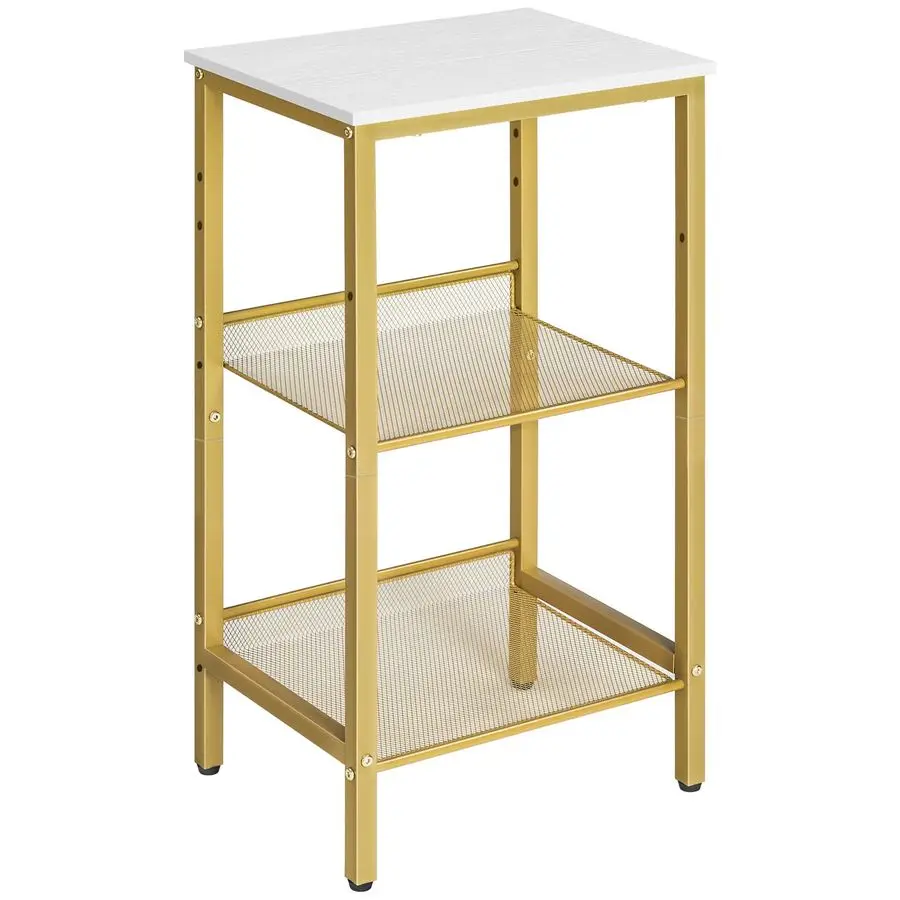 

Side Table, 3Tier Tall End Telephone Table with Adjustable Mesh Shelves, Small Entryway Stand for Living Room Bedroom Hallway or