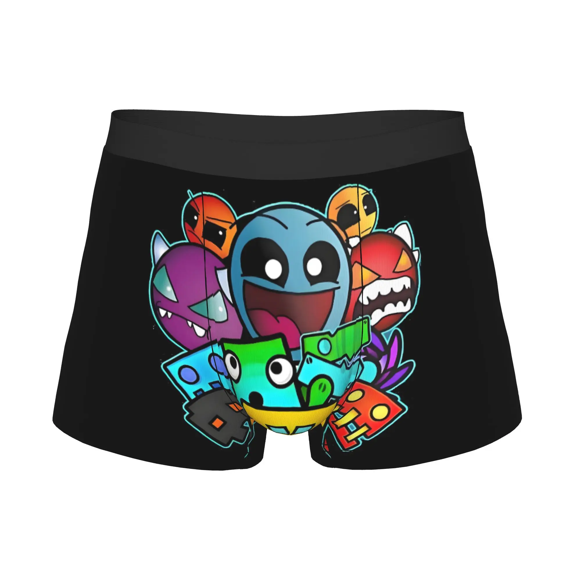 Novelty Geometry Dash Boxers Shorts Panties Men's Underpants Breathable Cartoon Characters Briefs Underwear