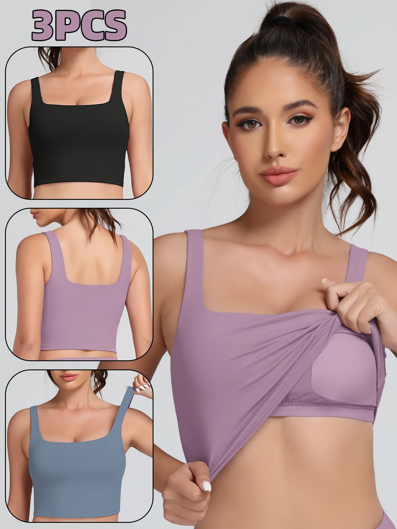 1/3Pcs Gym Halter Bra Woman Breathable Tank With Padded Yoga Clothing Fitness Workout Running Activewear Pilates Clothes