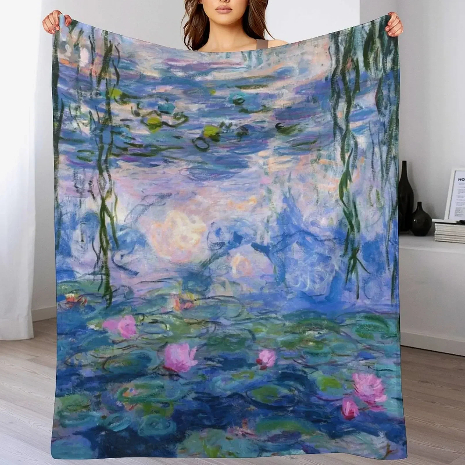 

Water Lilies Monet Throw Blanket Luxury Brand Luxury Cute Plaid Multi-Purpose Blankets