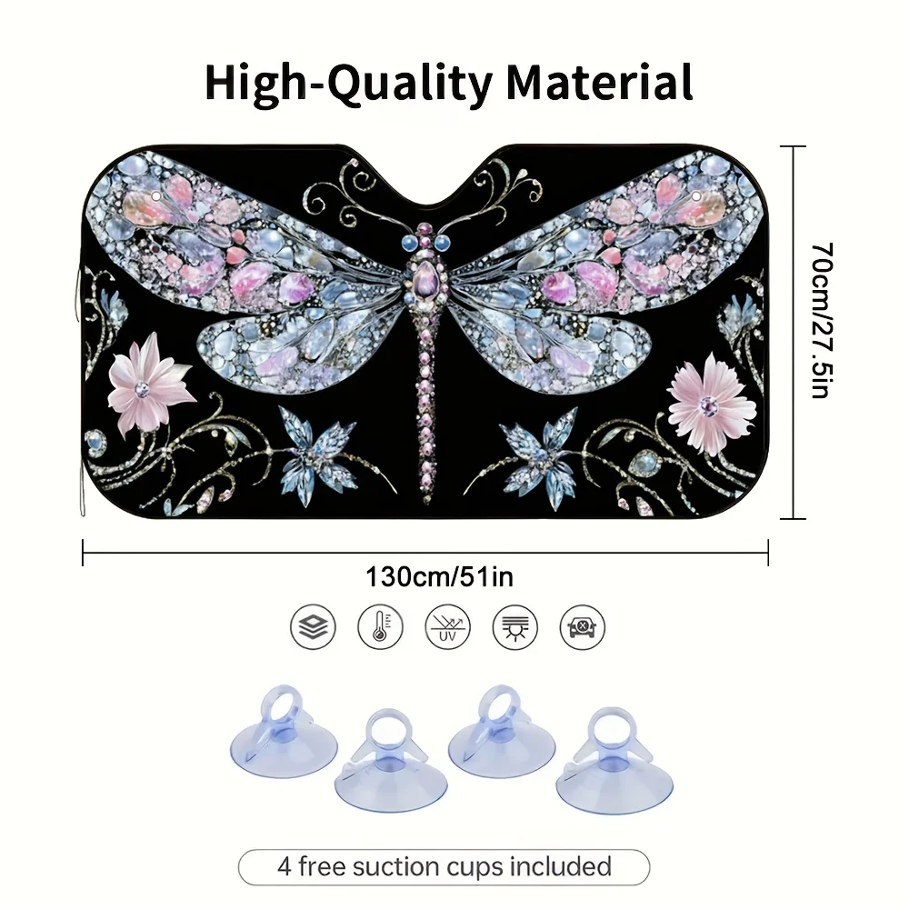 1pc A Shimmering Dragonfly Sunshade For Your Car, Designed To Manage Sunlight Levels On Bright Days, Keeping The Inside Cool