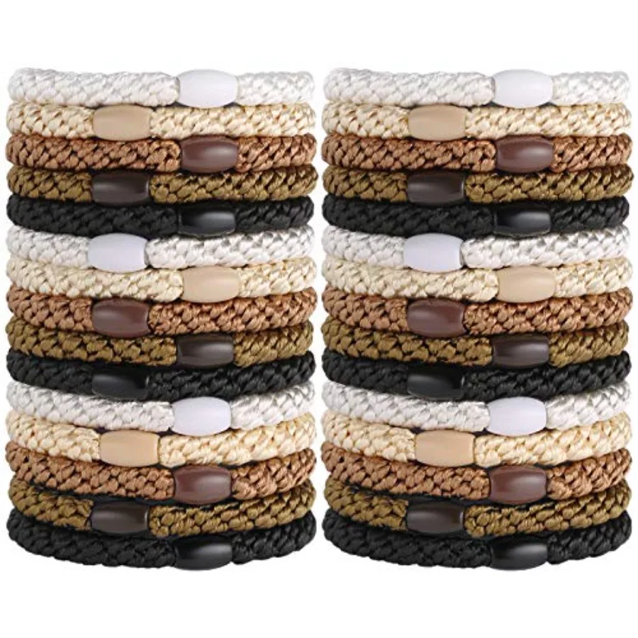 Hair Ties for Women Girls, 30 Pcs Elastics Hair Bands Ponytail Holders for Thick Hair, No Damage No Crease Hair Elastics Black/