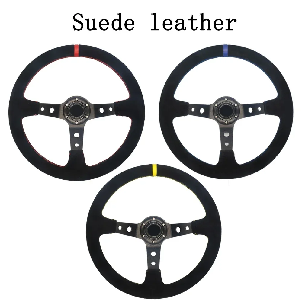 Universal 350MM Suede Steering Wheel  Leather Steering Wheel Drift racing Steering Wheel type High quality Suede/PVC Style