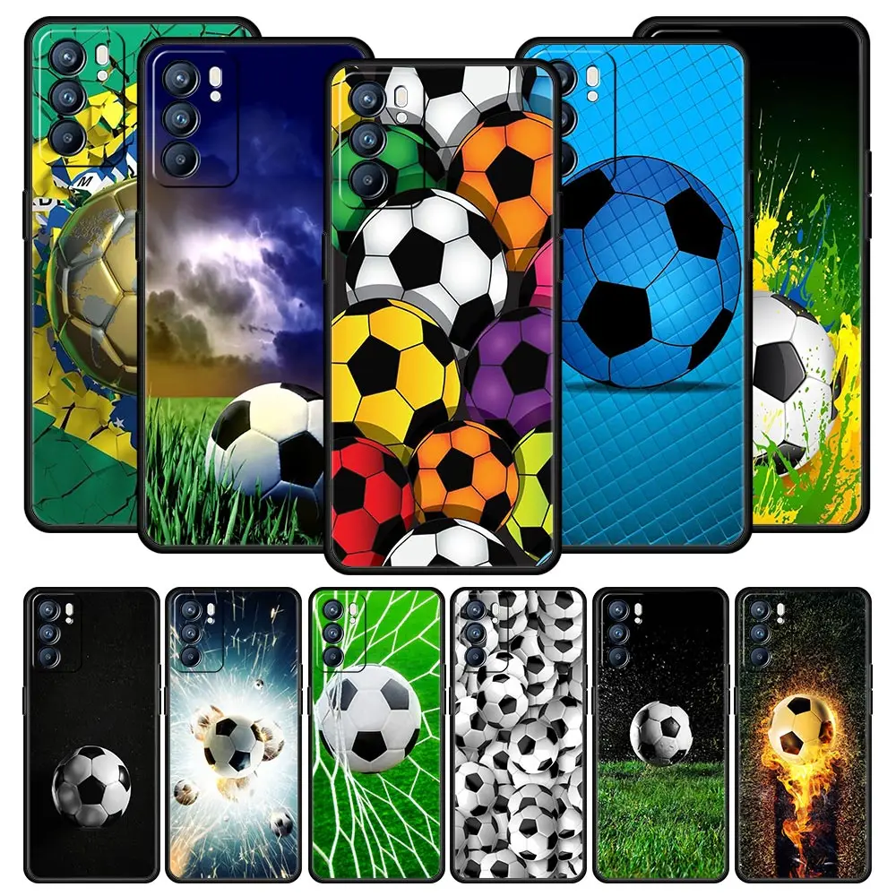 Soccer ball Football Field Phone Case For Oppo Find X5 A54 A53 A52 A9 2020 A15 A95 A76 A74 A12 Reno7 SE Reno6 Pro Plus 5G Cover