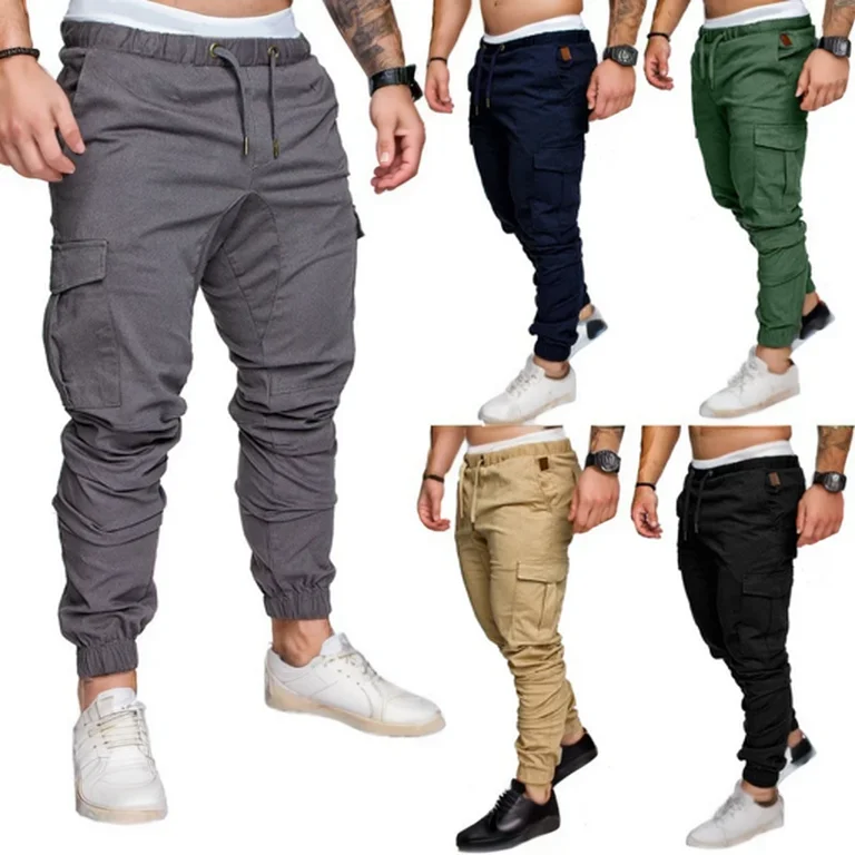 Men S Cargo Joggers Gym Pants Workout Sweatpants Male Trim