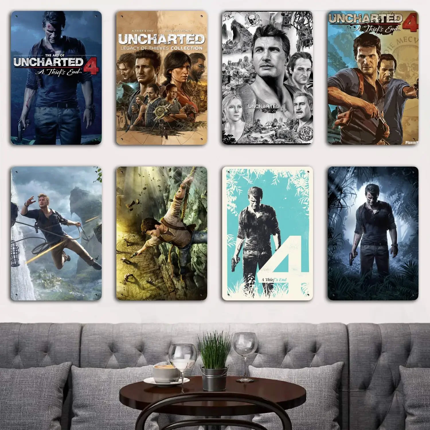 Placas y letreros de Metal de estaño Uncharted 4 A Thief's End, decoración de pared, póster de capitán, decoración Vintage, Bar, Pub, Club, decoración de pared