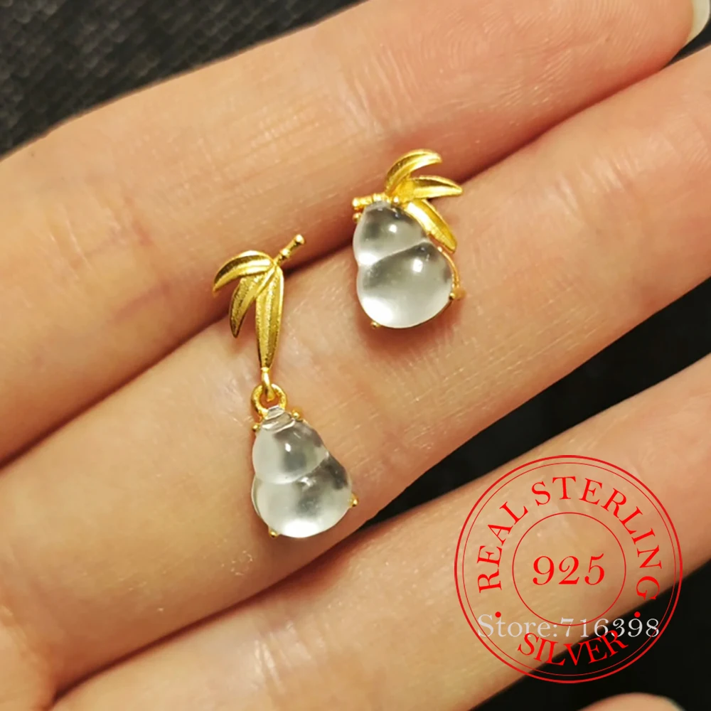 

Ювелирные изделия из стерлингового серебра 925 пробы, позолоченные 18 К, асимметричные серьги-гвоздики из бамбуковой тыквы для женщин, ювелирные изделия для свадебной вечеринки, подарок друзьям