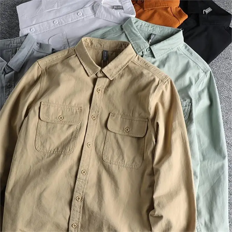 

Men's Long Sve Work irt Pure Cotton Outdoor Wear Resistant Dirt Easy Care Faion Urban Sle Retro Design Button Closure