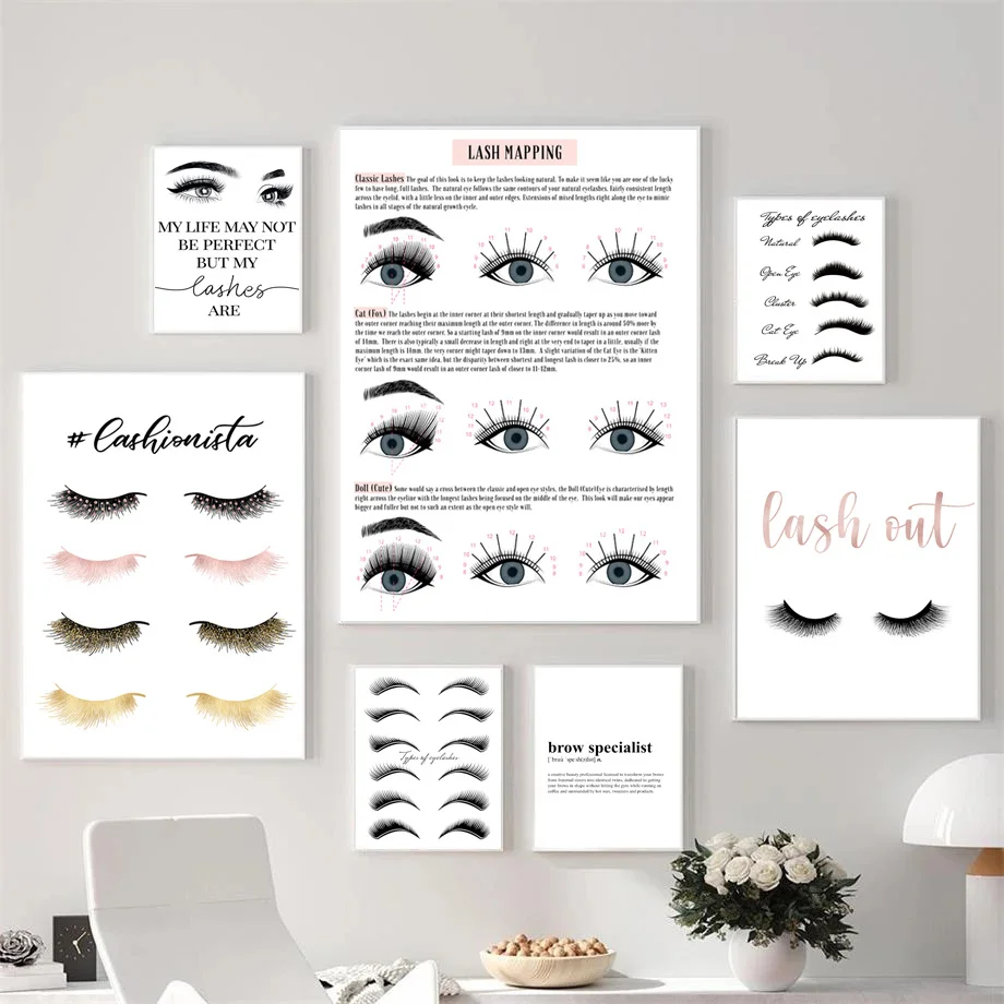 Fashion Beauty Lash Extensions Technician Guide Makeup Poster Canvas Painting Wall Art Pictures Beauty Shop Salon Home Decor